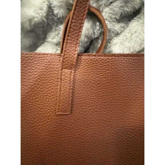 Vince Camuto Vegan Leather Tote Laptop Bag Brown Black Stripe Shopper 11 X 17 - Picture 5 of 8